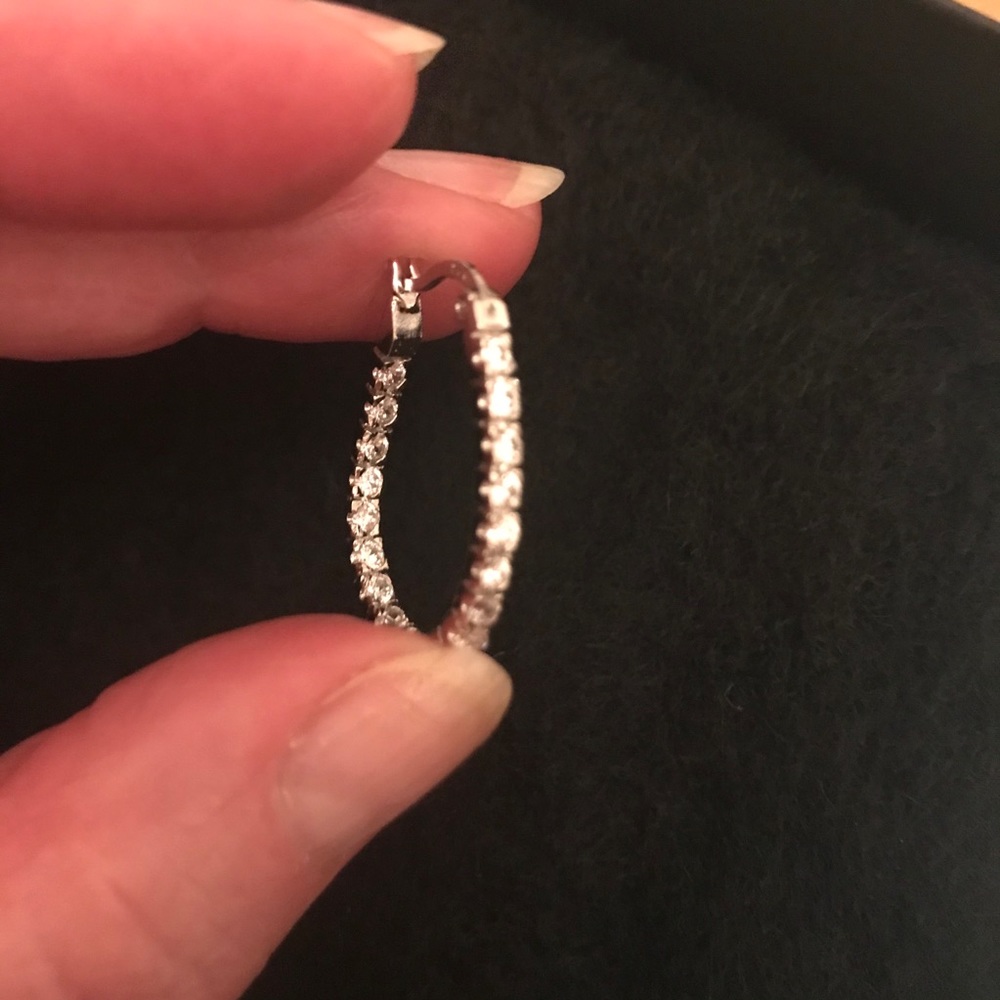 Final Sale! Sterling silver 925K CZ hoop earrings